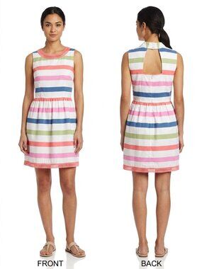 Vineyard Vines Stripe Cutout Back Dress Sz 10 Fit Flare Sleeveless Resortwear‎